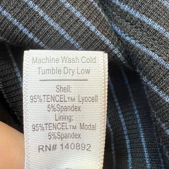 Marine Layer Lexi Rib Black Blue Striped Short Sleeve Midi T-Shirt Dress Size XL - Picture 9 of 11